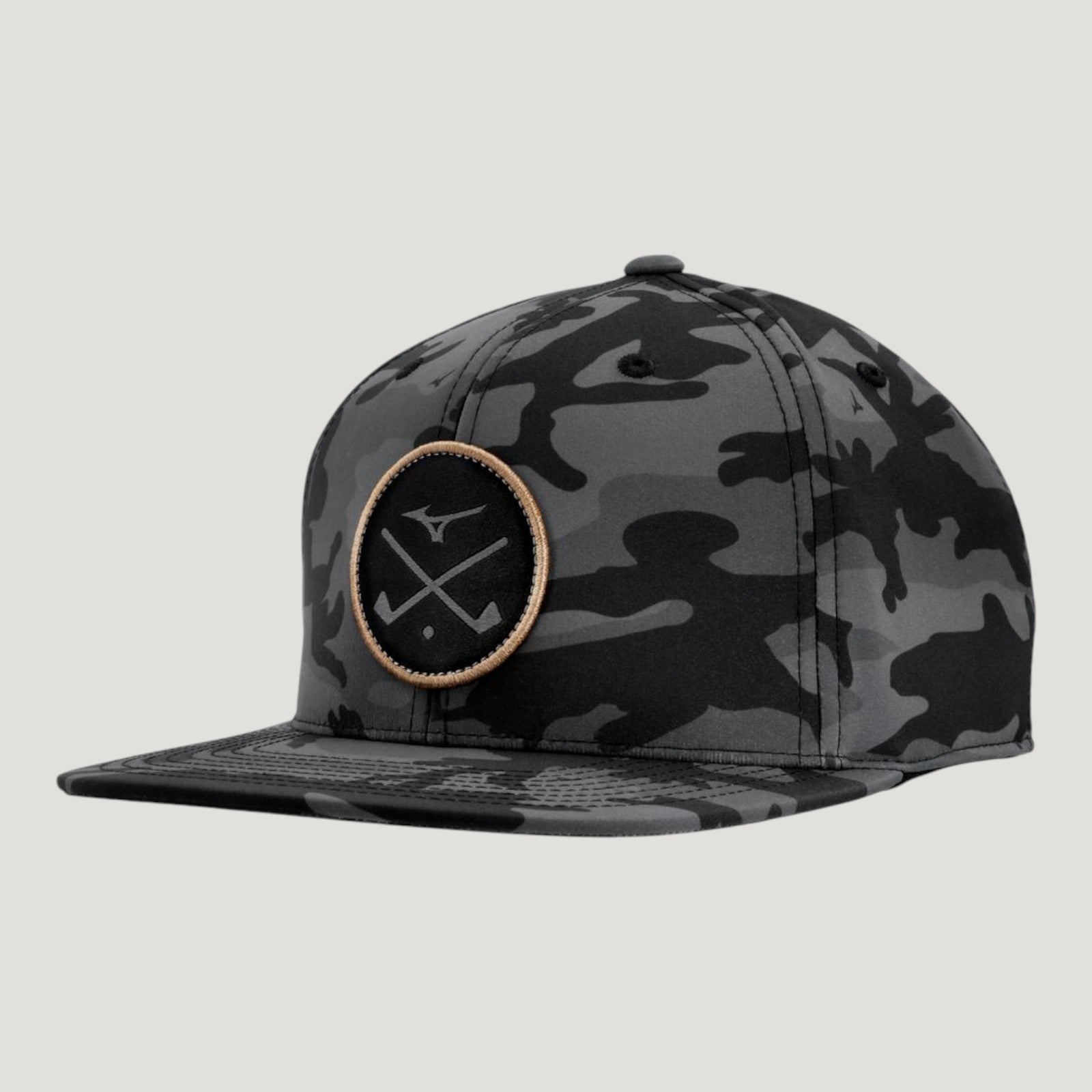 CROSSED CLUBS SNAPBACK GOLF HAT BLACK CAMO-COPPER UNISEX 260385_BC75_01